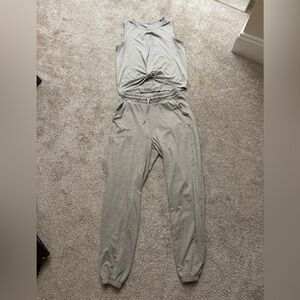 Gray Knotted Tank and Jogger Set